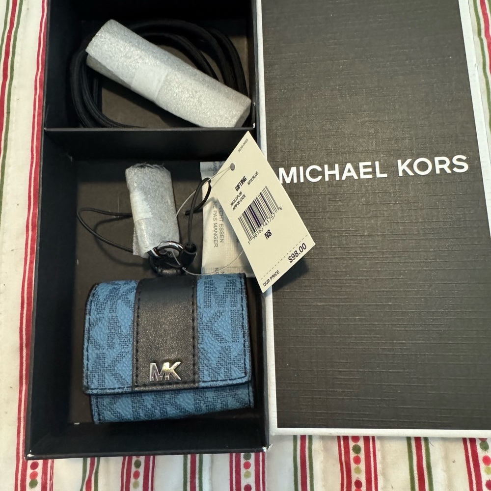 Michael Kors Denim Blue and Charcoal AirPod Case.